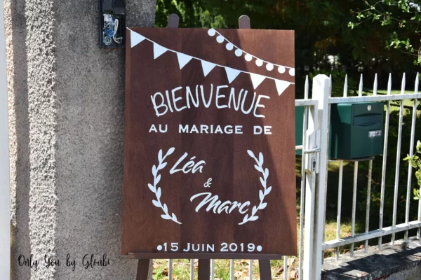 panneau de bienvenue en bois thème champêtre