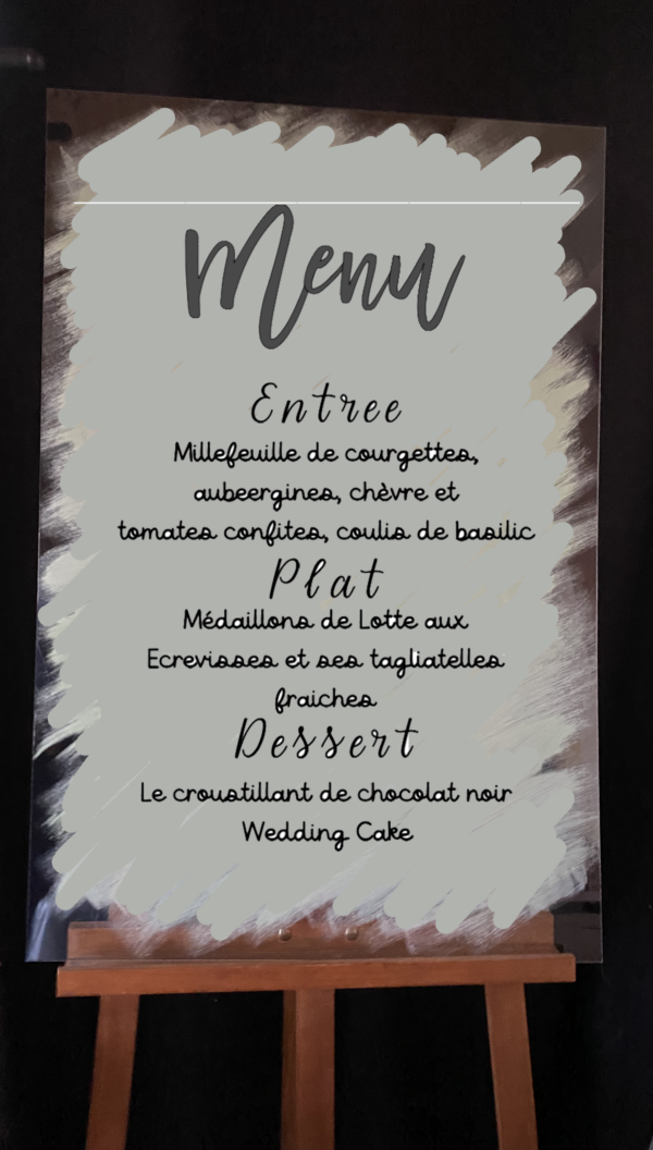 menu en plexiglas