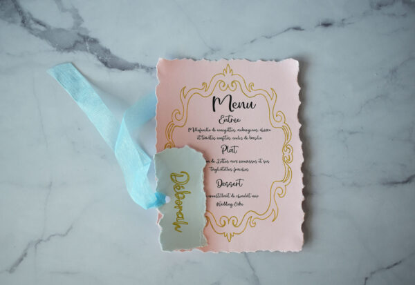 menu escort card château