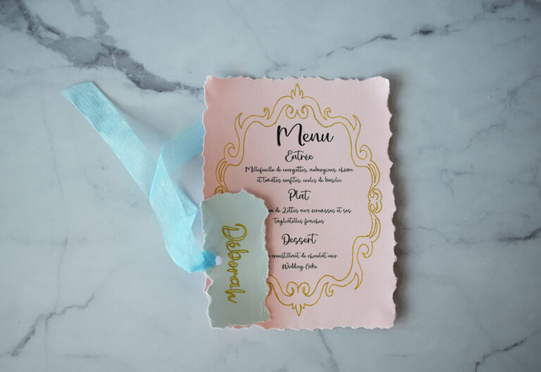 menu escort card château