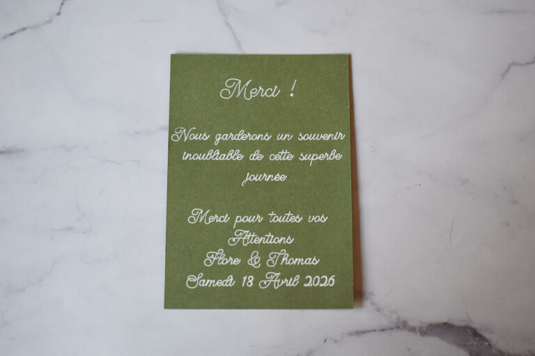 carte de remerciement vert sauge