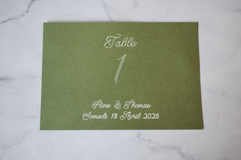 numéro de table vert sauge